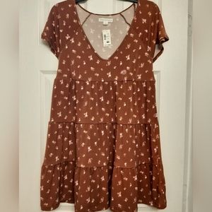 Aeropostale womens size large new with tags brown with flowers dress